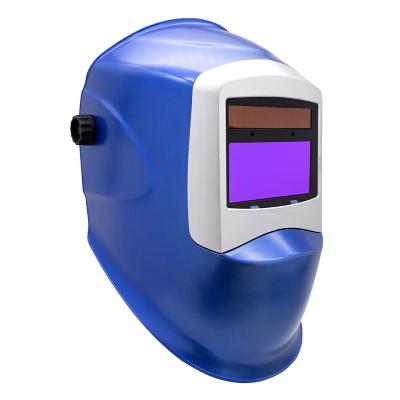 Svejsehjelm fuldautomatisk med variabel DIN 9-13 (Blå med sølvramme)